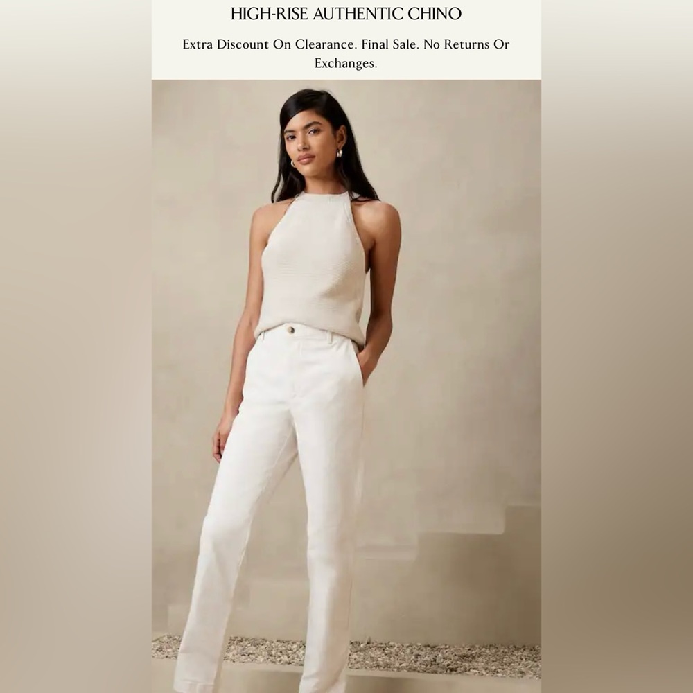 NWT Banana Republic stone colored high rise chino pant